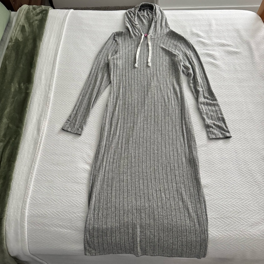 Miami Gray Ribbed Long Sleeve Dress